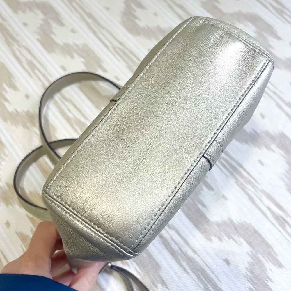 Coach Leah Metallic Gold Small Top-Handled Leather Tote Purse Handbag 42416 - Picture 11 of 11